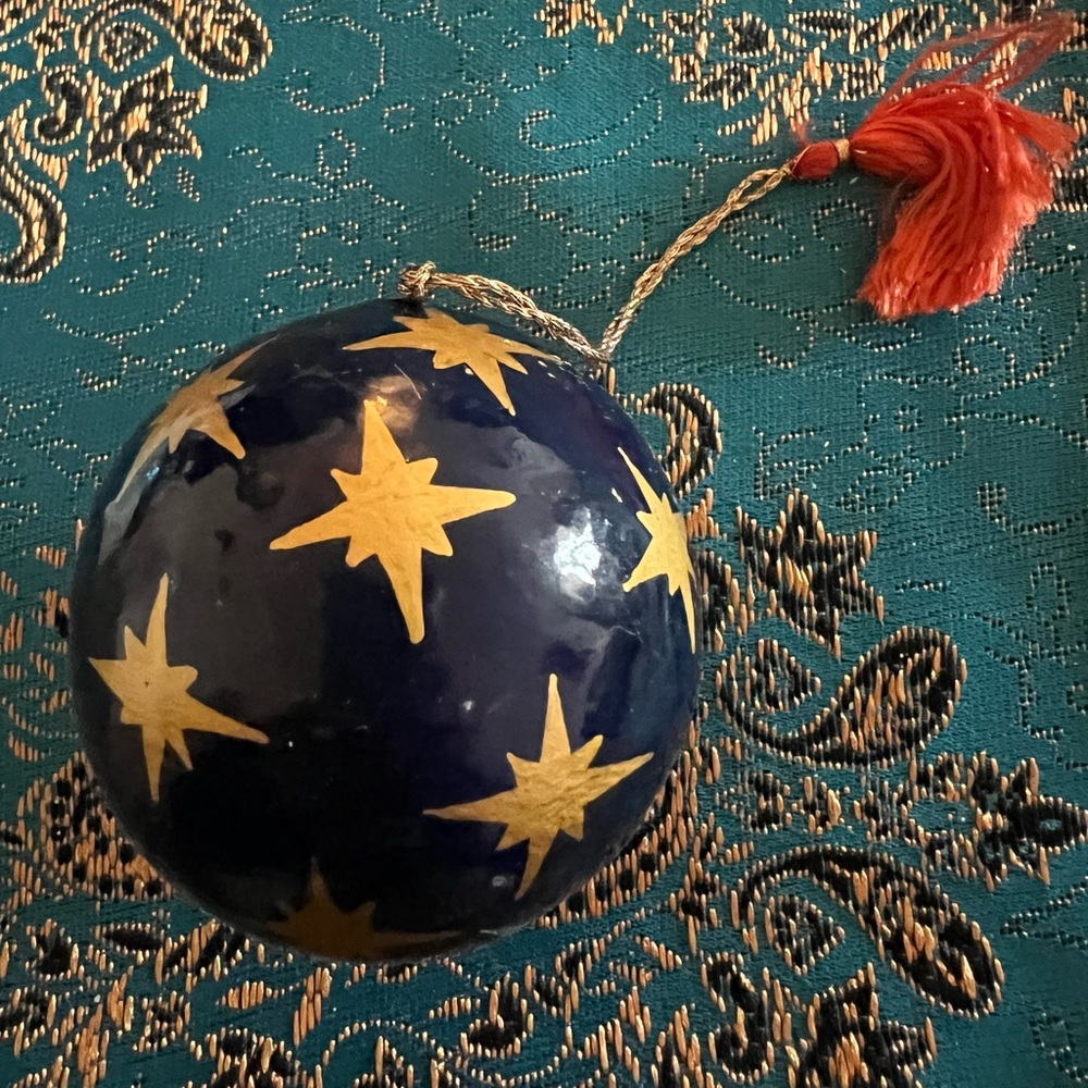 Blue and Gold Starry vintage 1990’s Handmade Ornament